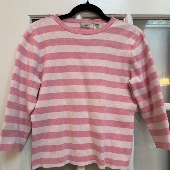 Vintage L.L Bean Dark & Light Pink Stripe Cotton Sweater Top Blouse Size Small S - Picture 12 of 12